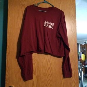 Savage babe long sleeve crop top